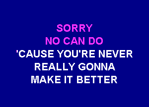 SORRY
NO CAN DO

'CAUSE YOU'RE NEVER
REALLY GONNA
MAKE IT BETTER