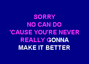 SORRY
NO CAN DO

'CAUSE YOU'RE NEVER
REALLY GONNA
MAKE IT BETTER