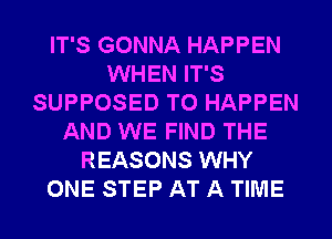 IT'S GONNA HAPPEN
WHEN IT'S
SUPPOSED T0 HAPPEN
AND WE FIND THE
REASONS WHY
ONE STEP AT A TIME