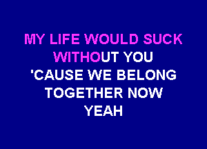 MY LIFE WOULD SUCK
WITHOUT YOU

'CAUSE WE BELONG
TOGETHER NOW
YEAH