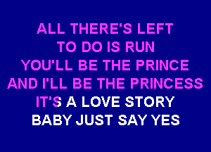 ALL THERE'S LEFT
TO DO IS RUN
YOU'LL BE THE PRINCE
AND I'LL BE THE PRINCESS
IT'S A LOVE STORY
BABY JUST SAY YES