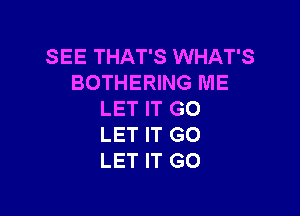 SEE THAT'S WHAT'S
BOTHERING ME

LET IT GO
LET IT GO
LET IT GO