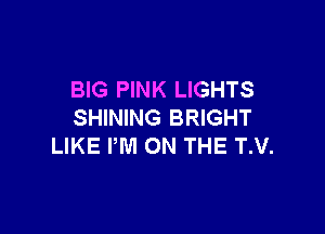 BIG PINK LIGHTS

SHINING BRIGHT
LIKE PM ON THE T.V.