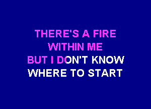 THERE'S A FIRE
WITHIN ME

BUT I DON'T KNOW
WHERE TO START