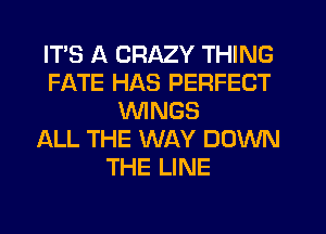 ITS A CRAZY THING
FATE HAS PERFECT
WINGS
ALL THE WAY DOWN
THE LINE