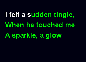 lfelt a sudden tingle,
When he touched me

A sparkle, a glow