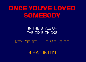 IN THE STYLE OF
THE DIXIE CHICKS

KEY OF ((31 TIME 338

4 BAR INTRO