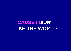 'CAUSE I DIDN'T

LIKE THE WORLD