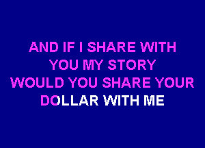 AND IF I SHARE WITH
YOU MY STORY

WOULD YOU SHARE YOUR
DOLLAR WITH ME