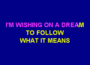 I'M WISHING ON A DREAM

TO FOLLOW
WHAT IT MEANS