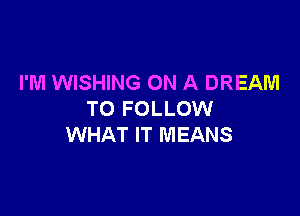 I'M WISHING ON A DREAM

TO FOLLOW
WHAT IT MEANS