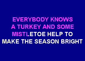 EVERYBODY KNOWS

A TURKEY AND SOME

MISTLETOE HELP TO
MAKE THE SEASON BRIGHT