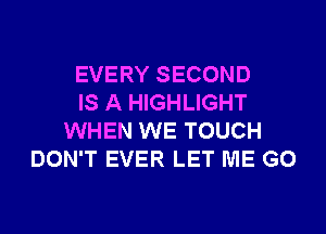 EVERY SECOND
IS A HIGHLIGHT
WHEN WE TOUCH
DON'T EVER LET ME G0