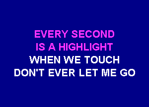 EVERY SECOND
IS A HIGHLIGHT
WHEN WE TOUCH
DON'T EVER LET ME G0