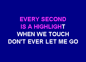 EVERY SECOND
IS A HIGHLIGHT
WHEN WE TOUCH
DON'T EVER LET ME G0