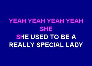 YEAH YEAH YEAH YEAH
SHE
SHE USED TO BE A
REALLY SPECIAL LADY