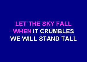 LET THE SKY FALL

WHEN IT CRUMBLES
WE WILL STAND TALL