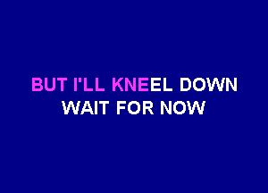 BUT I'LL KNEEL DOWN

WAIT FOR NOW