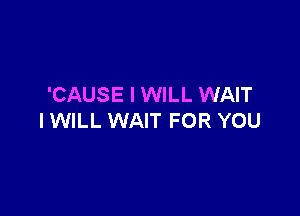 'CAUSE I WILL WAIT

IWILL WAIT FOR YOU
