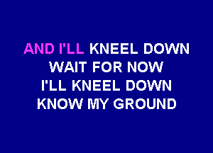AND I'LL KNEEL DOWN
WAIT FOR NOW

I'LL KNEEL DOWN
KNOW MY GROUND