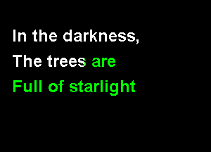 In the darkness,
The trees are

Full of starlight