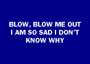 BLOW, BLOW ME OUT

I AM SO SAD l DON,T
KNOW WHY