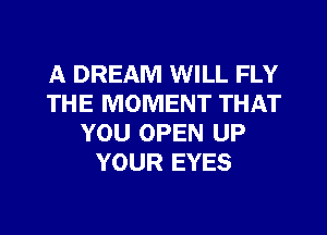 A DREAM WILL FLY
THE MOMENT THAT
YOU OPEN UP
YOUR EYES