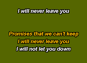 I will never leave you

Promises that we can? keep
twill neverleave you
I will not Iet you down