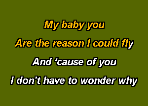 My baby you
Are the reason I could fIy

And 'cause of you

I don't have to wonder why