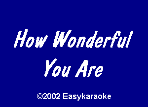 How Wonderful

Vol! Alre

(92002 Easykaraoke