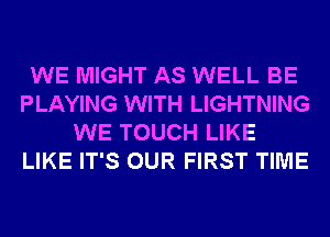 WE MIGHT AS WELL BE
PLAYING WITH LIGHTNING
WE TOUCH LIKE
LIKE IT'S OUR FIRST TIME