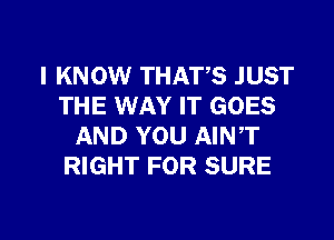 I KNOW THATS JUST
THE WAY IT GOES
AND YOU AINT
RIGHT FOR SURE

g