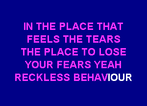 IN THE PLACE THAT
FEELS THE TEARS
THE PLACE TO LOSE
YOUR FEARS YEAH
RECKLESS BEHAVIOUR