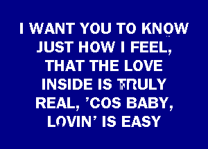 I WANT YOU TO KNOW
JUST HOW I FEEL,
THAT THE LOVE
INSIDE Is mum
REAL, ,cos BABY,
LOVIW Is EASY