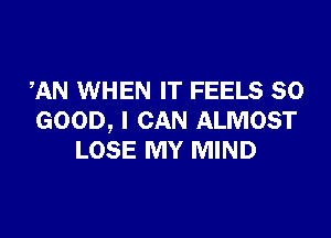 VAN WHEN IT FEELS SO

GOOD, I CAN ALMOST
LOSE MY MIND