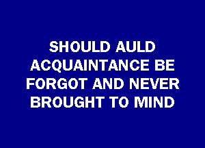 SHOULD AULD
ACQUAINTANCE BE
FORGOT AND NEVER
BROUGHT T0 MIND
