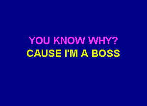 YOU KNOW WHY?

CAUSE I'M A BOSS