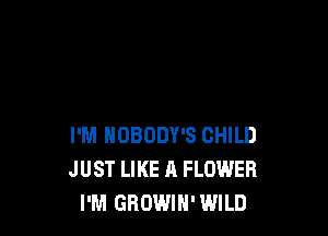 I'M NOBODY'S CHILD
JUST LIKE A FLOWER
I'M GROWIH' WILD