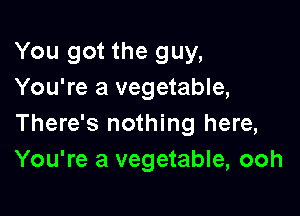 You got the guy,
You're a vegetable,

There's nothing here,
You're a vegetable, ooh