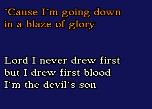 CauSe I'm going down
in a blaze of glory

Lord I never drew first
but I drew first blood
I'm the devil's son
