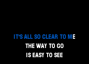 IT'S ALL 80 CLERR TO ME
THE WAY TO GO
IS EASY TO SEE