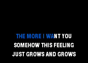 THE MORE I WANT YOU
SOMEHOW THIS FEELING
JUST GROWS MID GROWS