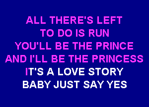 ALL THERE'S LEFT
TO DO IS RUN
YOU'LL BE THE PRINCE
AND I'LL BE THE PRINCESS
IT'S A LOVE STORY
BABY JUST SAY YES