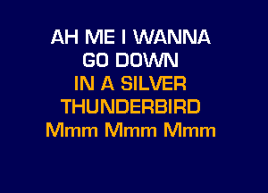 AH ME I WANNA
GO DOWN
IN A SILVER

THUNDERBIRD
Mmm Mmm Mmm