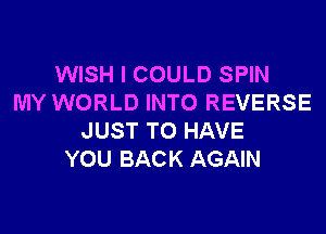 WISH I COULD SPIN
MY WORLD INTO REVERSE
JUST TO HAVE
YOU BACK AGAIN