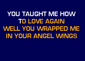 YOU TAUGHT ME HOW
TO LOVE AGAIN
WELL YOU WRAPPED ME
IN YOUR ANGEL WINGS
