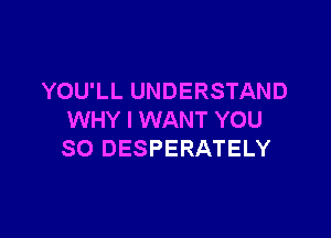 YOU'LL UNDERSTAND

WHY I WANT YOU
SO DESPERATELY