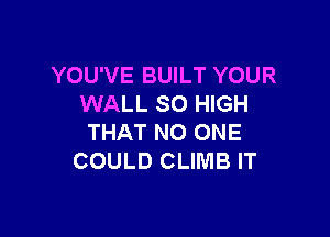 YOU'VE BUILT YOUR
WALL 80 HIGH

THAT NO ONE
COULD CLINIB IT