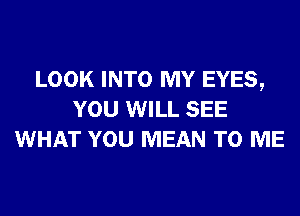 LOOK INTO MY EYES,
YOU WILL SEE
WHAT YOU MEAN TO ME