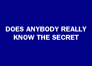 DOES ANYBODY REALLY

KNOW THE SECRET